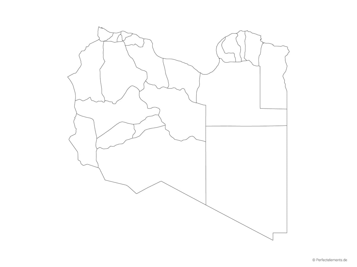 Vektor-Landkarte von Libyen (Outline mit Regionen)