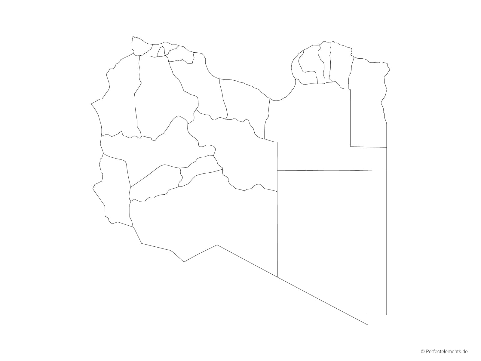 Vektor-Landkarte von Libyen (Outline mit Regionen)