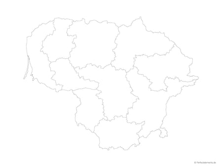 Vektor-Landkarte von Litauen (Outline mit Regionen)