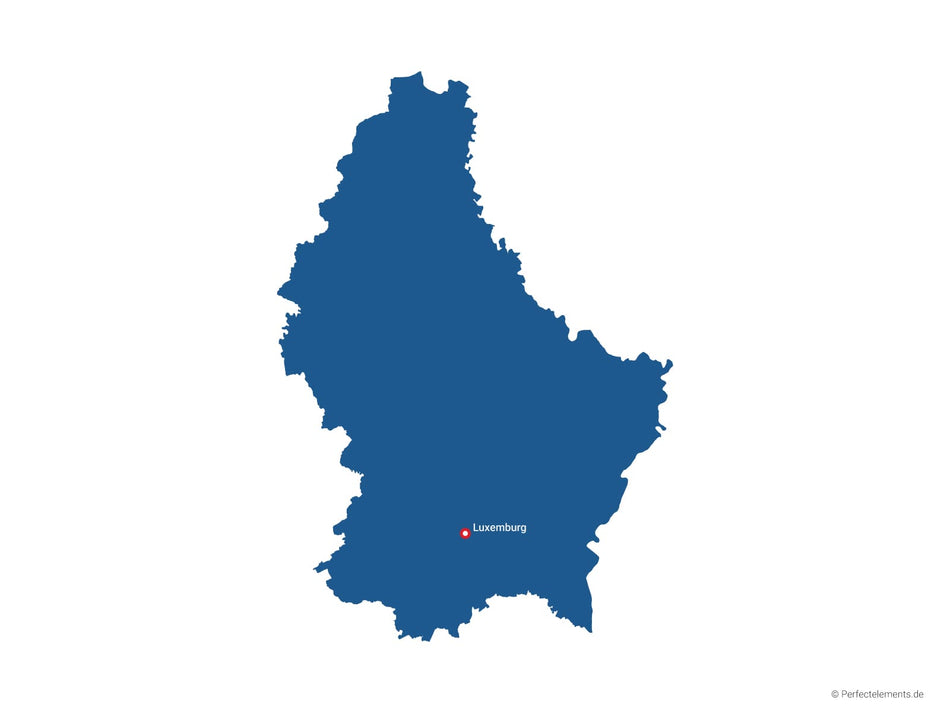 Vektor-Landkarte von Luxemburg (Einfarbig mit Hauptstadt)