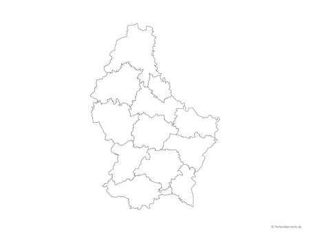 Vektor-Landkarte von Luxemburg (Outline mit Regionen)