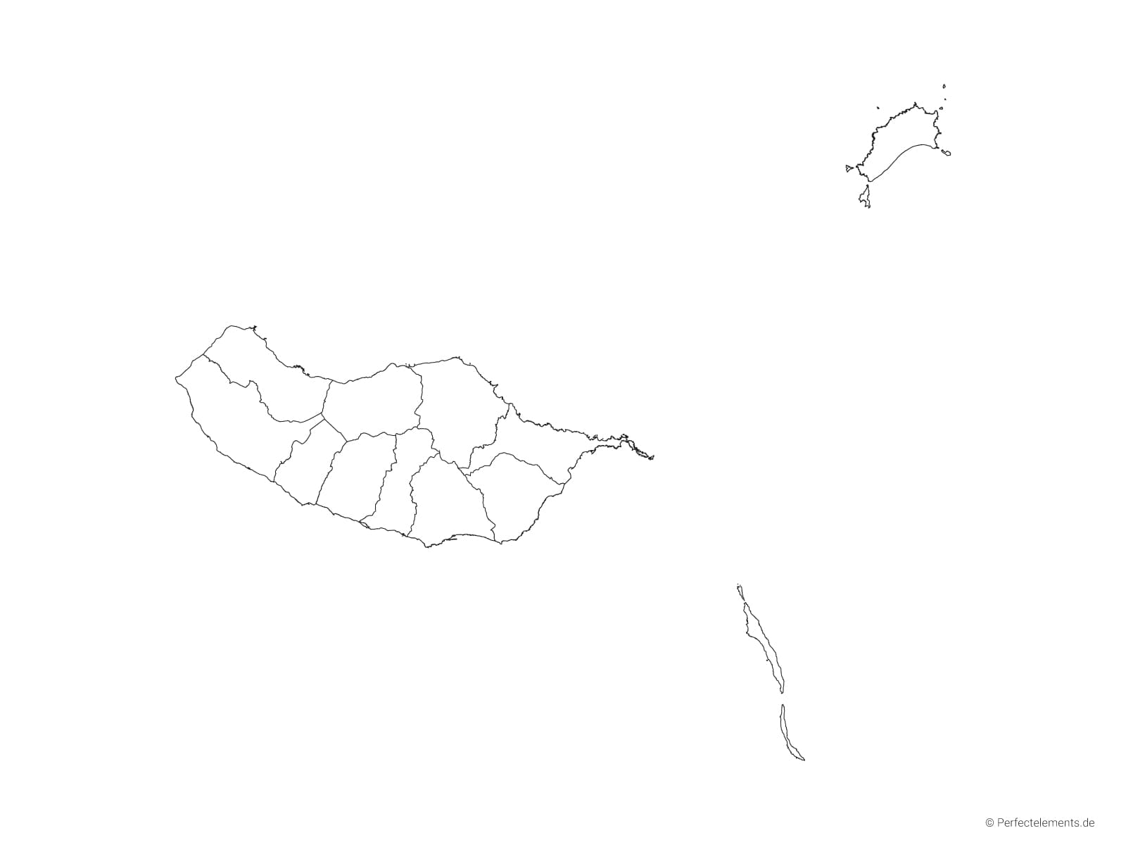 Vektor-Landkarte von Madeira (Outline mit Regionen)