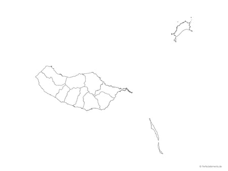 Vektor-Landkarte von Madeira (Outline mit Regionen)