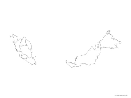 Vektor-Landkarte von Malaysia (Outline mit Regionen)