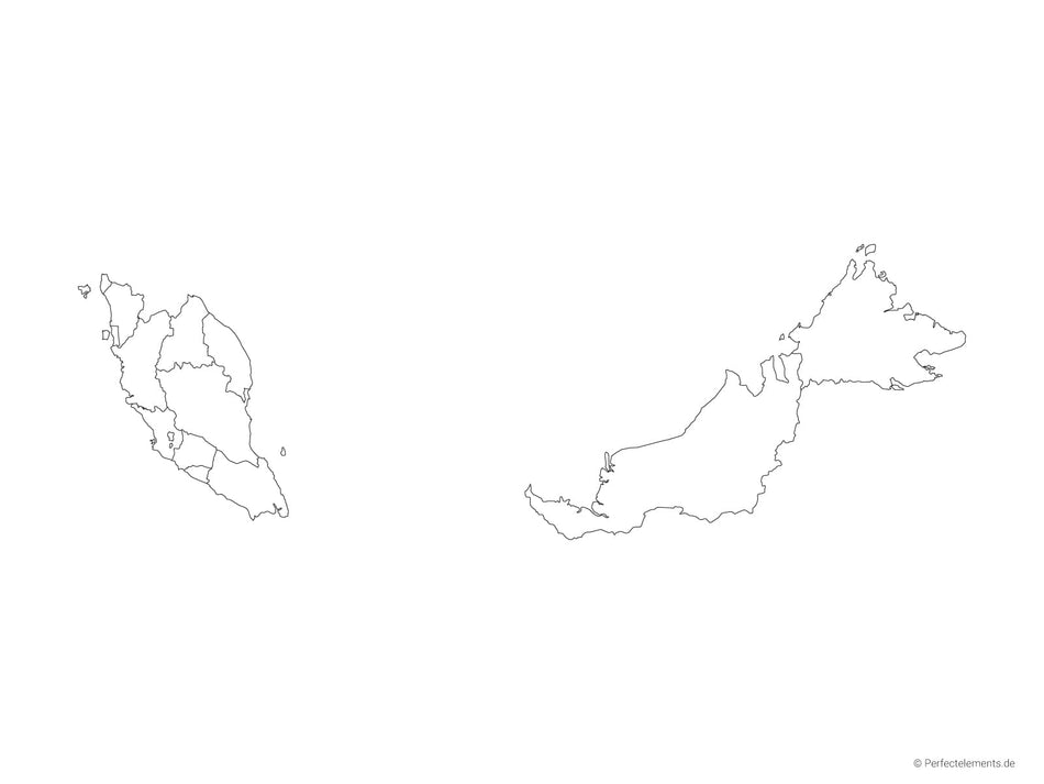 Vektor-Landkarte von Malaysia (Outline mit Regionen)