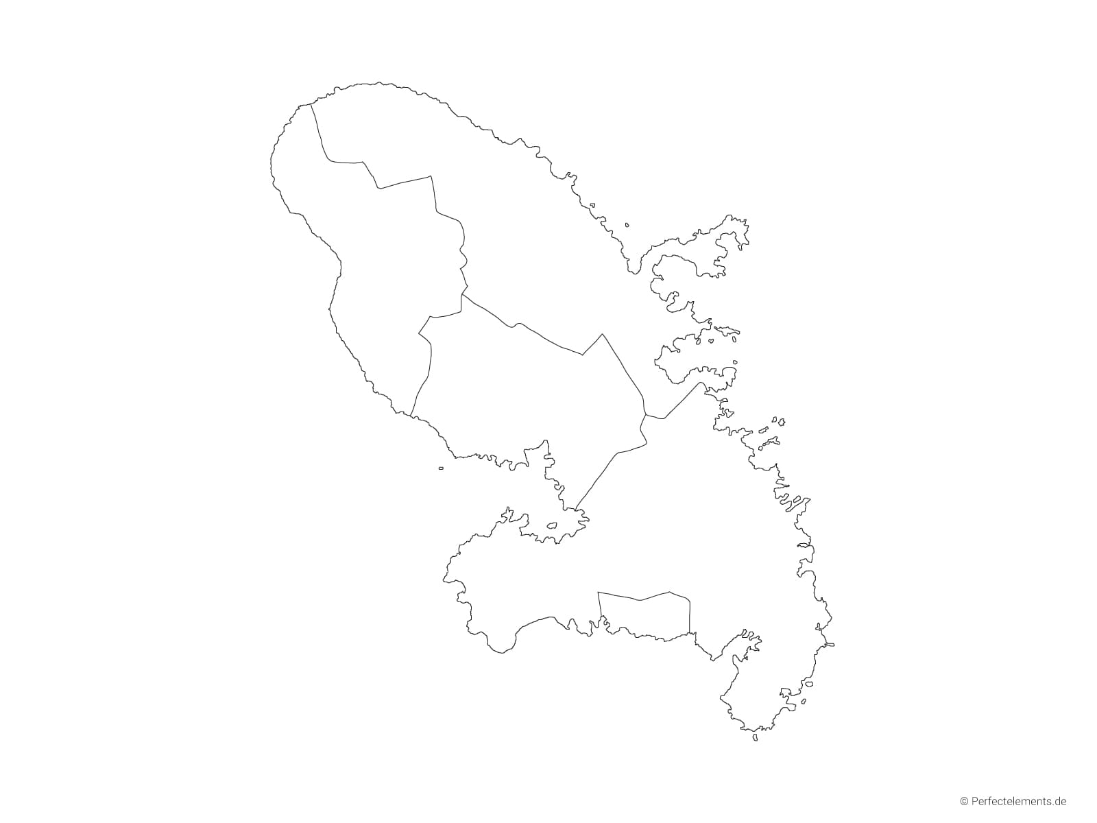 Vektor-Landkarte von Martinique (Outline mit Regionen)