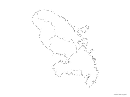 Vektor-Landkarte von Martinique (Outline mit Regionen)