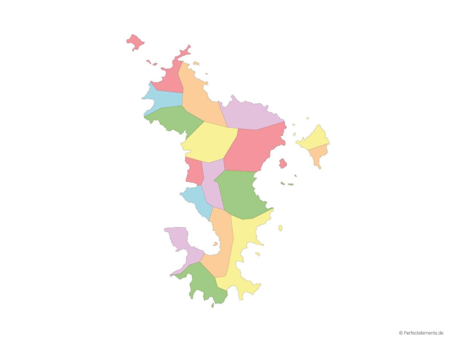 Vektor-Landkarte von Mayotte (Mehrfarbig mit Regionen)