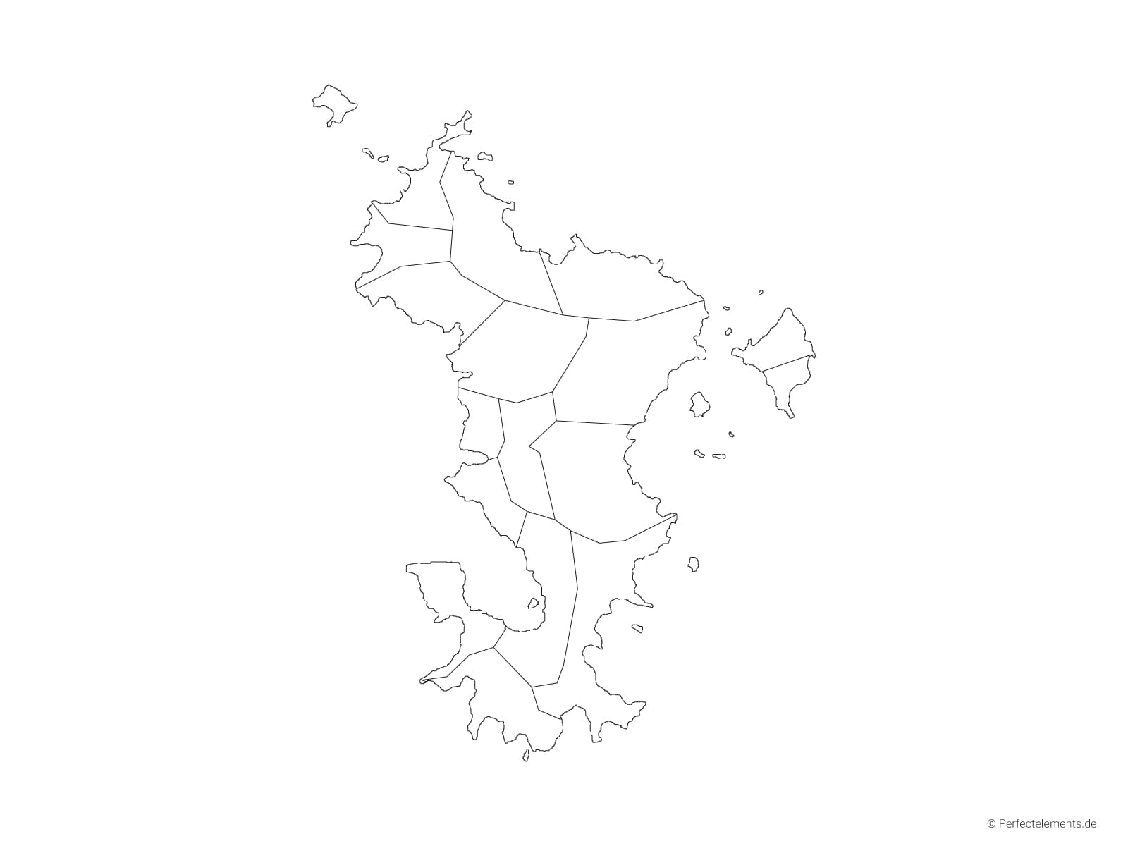 Vektor-Landkarte von Mayotte (Outline mit Regionen)