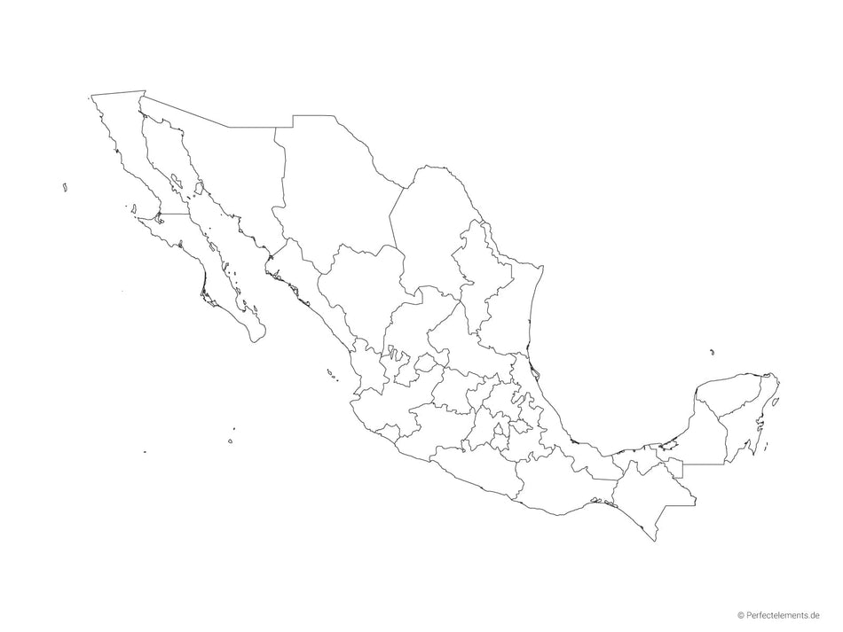 Vektor-Landkarte von Mexiko (Outline mit Regionen)