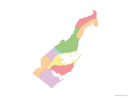 Vektor-Landkarte von Monaco (Mehrfarbig mit Regionen)