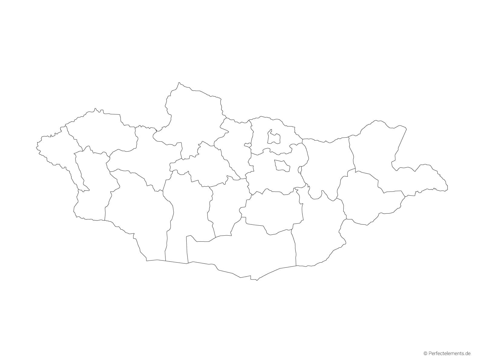 Vektor-Landkarte der Mongolei (Outline mit Regionen)