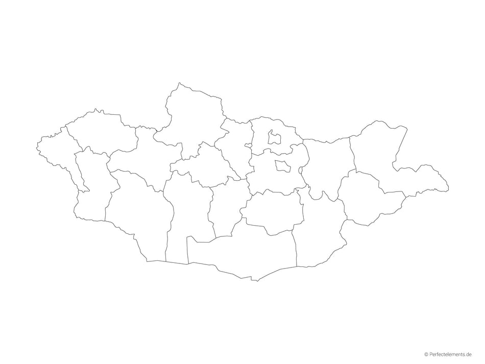 Vektor-Landkarte der Mongolei (Outline mit Regionen)