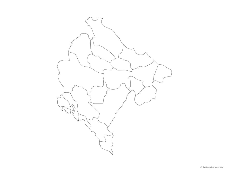 Vektor-Landkarte von Montenegro (Outline mit Regionen)