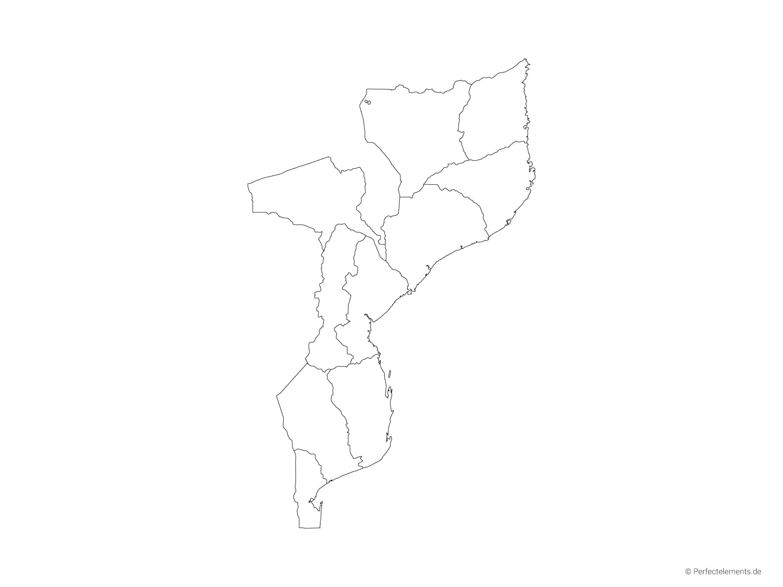 Vektor-Landkarte von Mosambik (Outline mit Regionen)