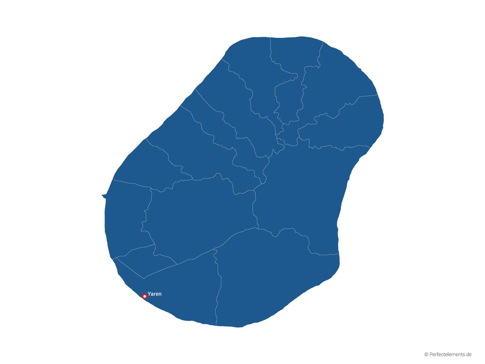 Vektor-Landkarte von Nauru (Einfarbig mit Hauptstadt und Regionen)