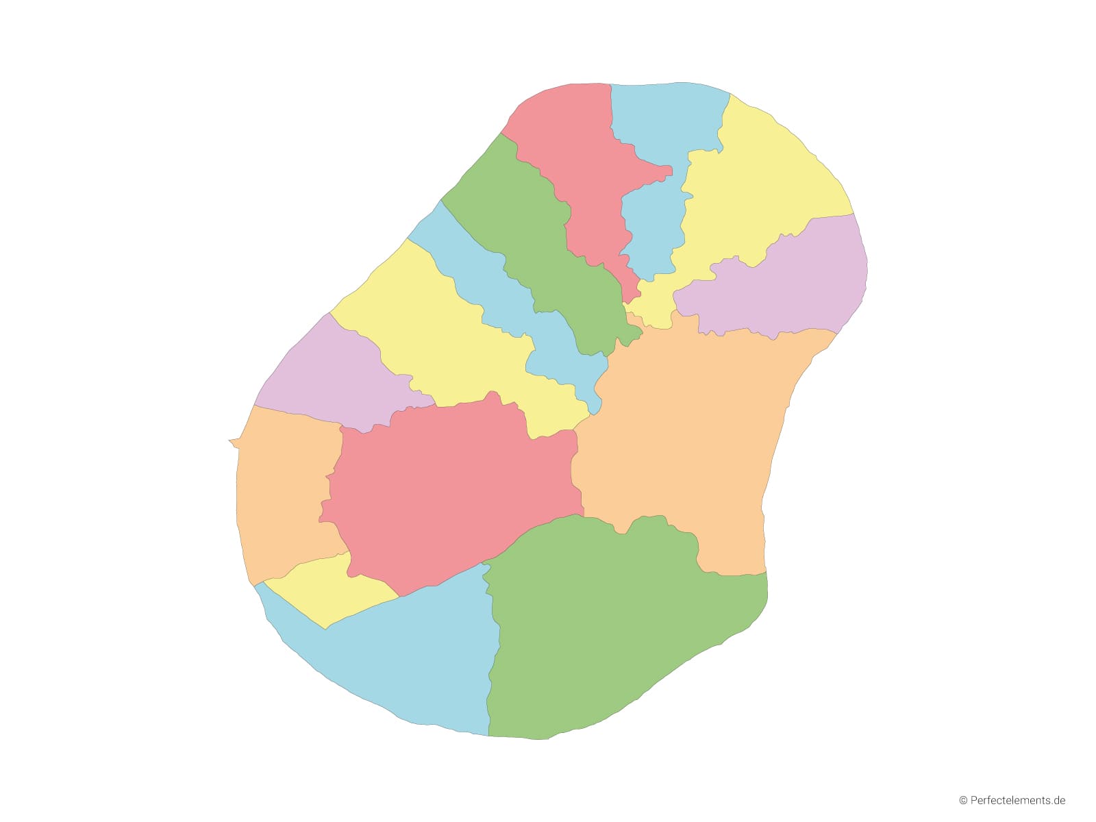 Vektor-Landkarte von Nauru (Mehrfarbig mit Regionen)