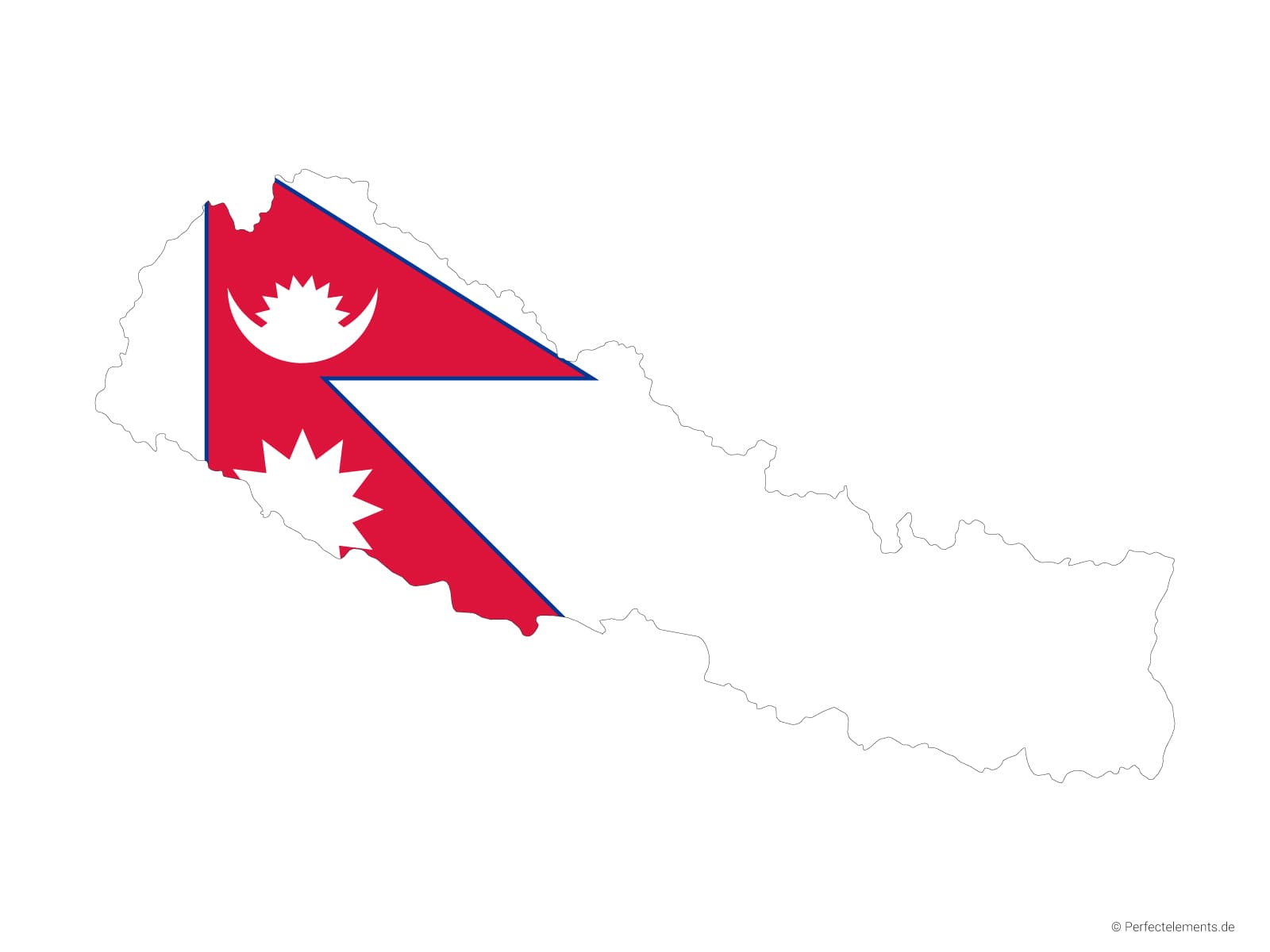 Vektor-Landkarte von Nepal (Flagge)