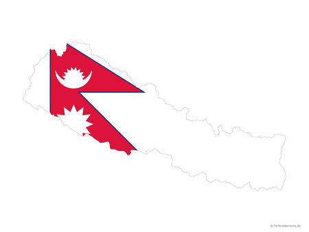 Vektor-Landkarte von Nepal (Flagge)