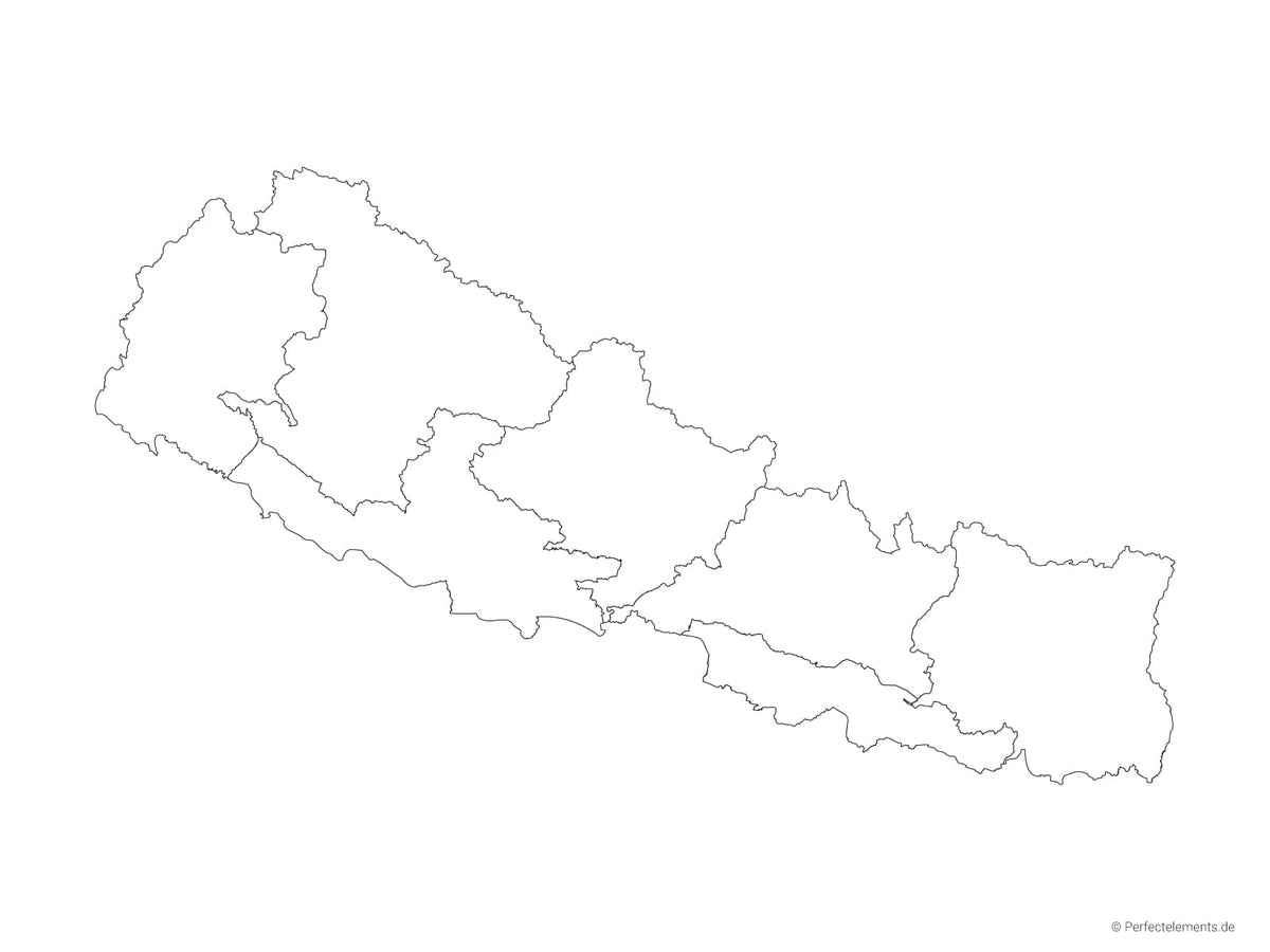 Vektor-Landkarte von Nepal (Outline mit Regionen)