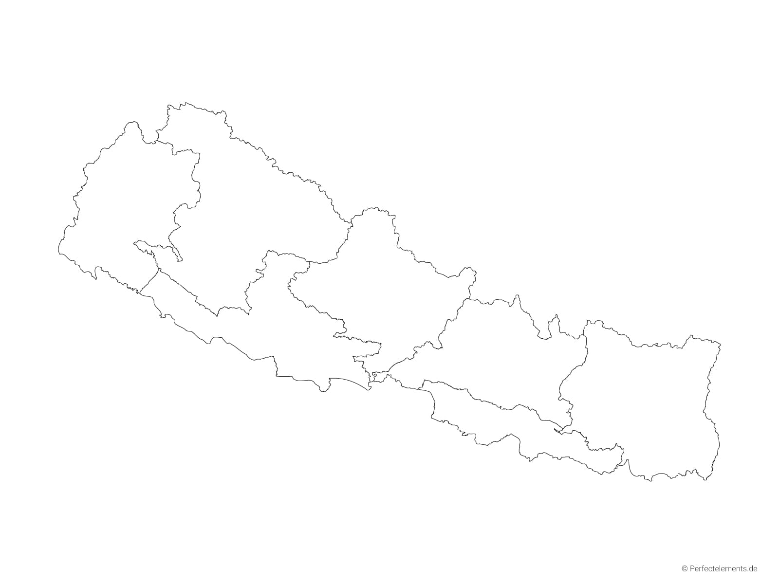 Vektor-Landkarte von Nepal (Outline mit Regionen)