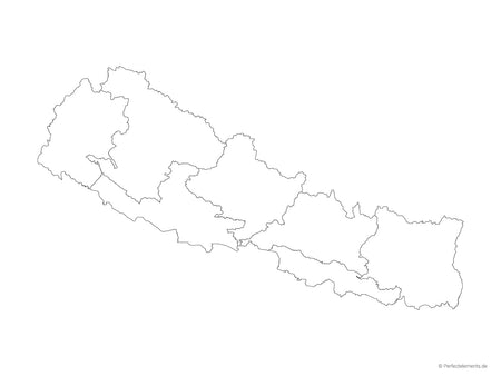 Vektor-Landkarte von Nepal (Outline mit Regionen)