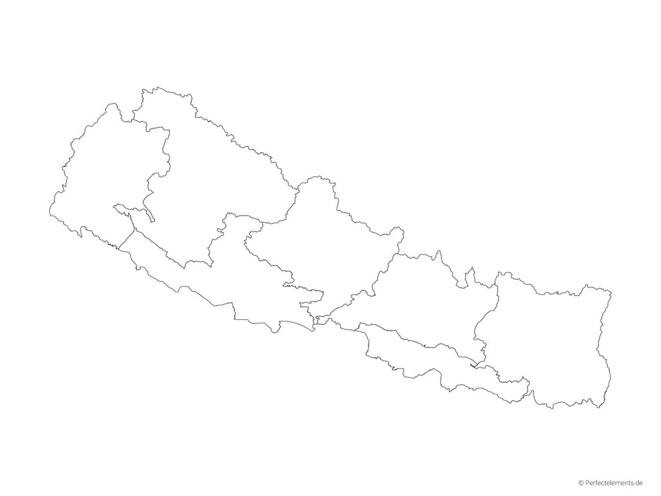 Vektor-Landkarte von Nepal (Outline mit Regionen)