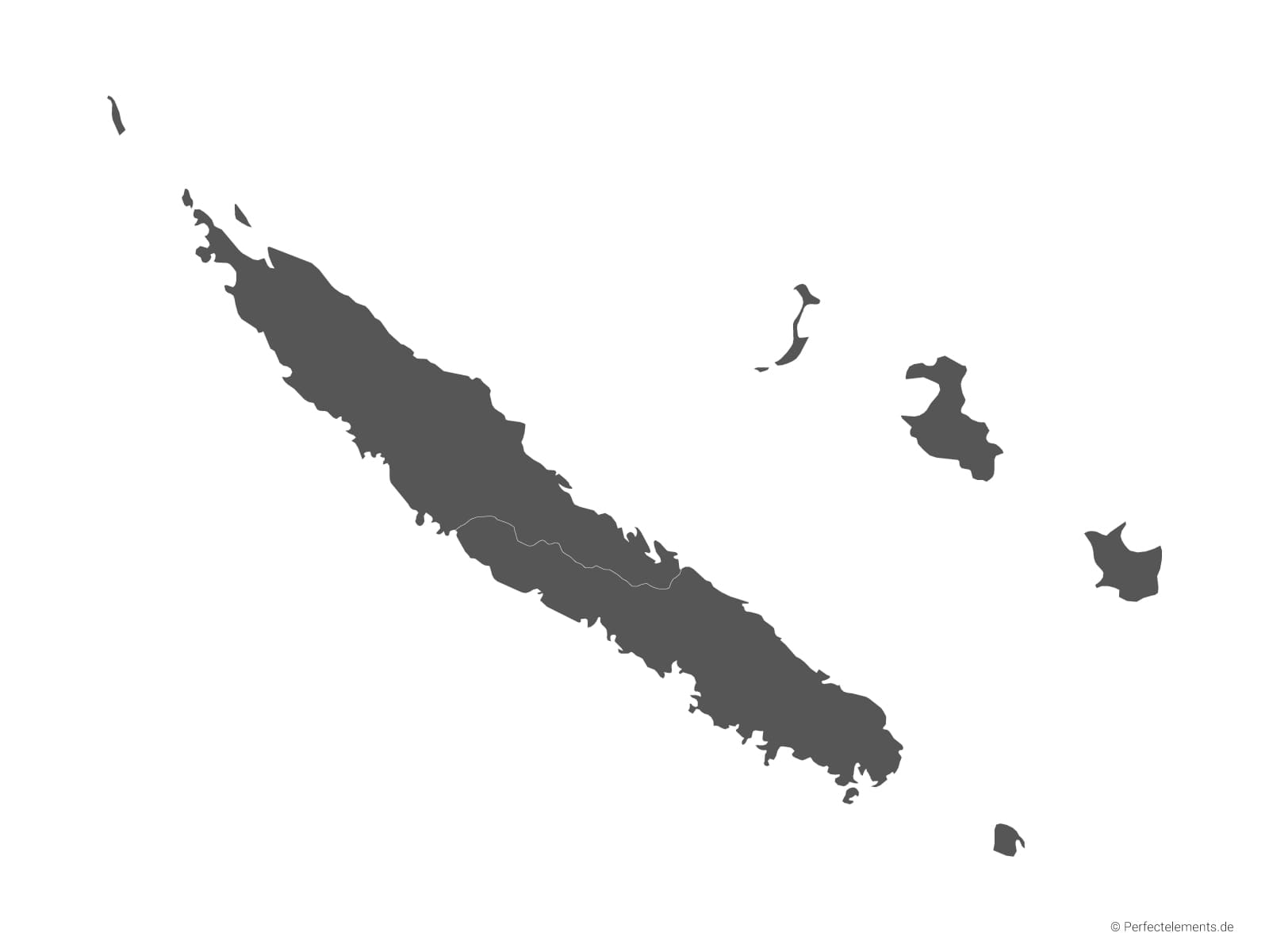 Vektor-Landkarte von Neukaledonien (Einfarbig mit Regionen)