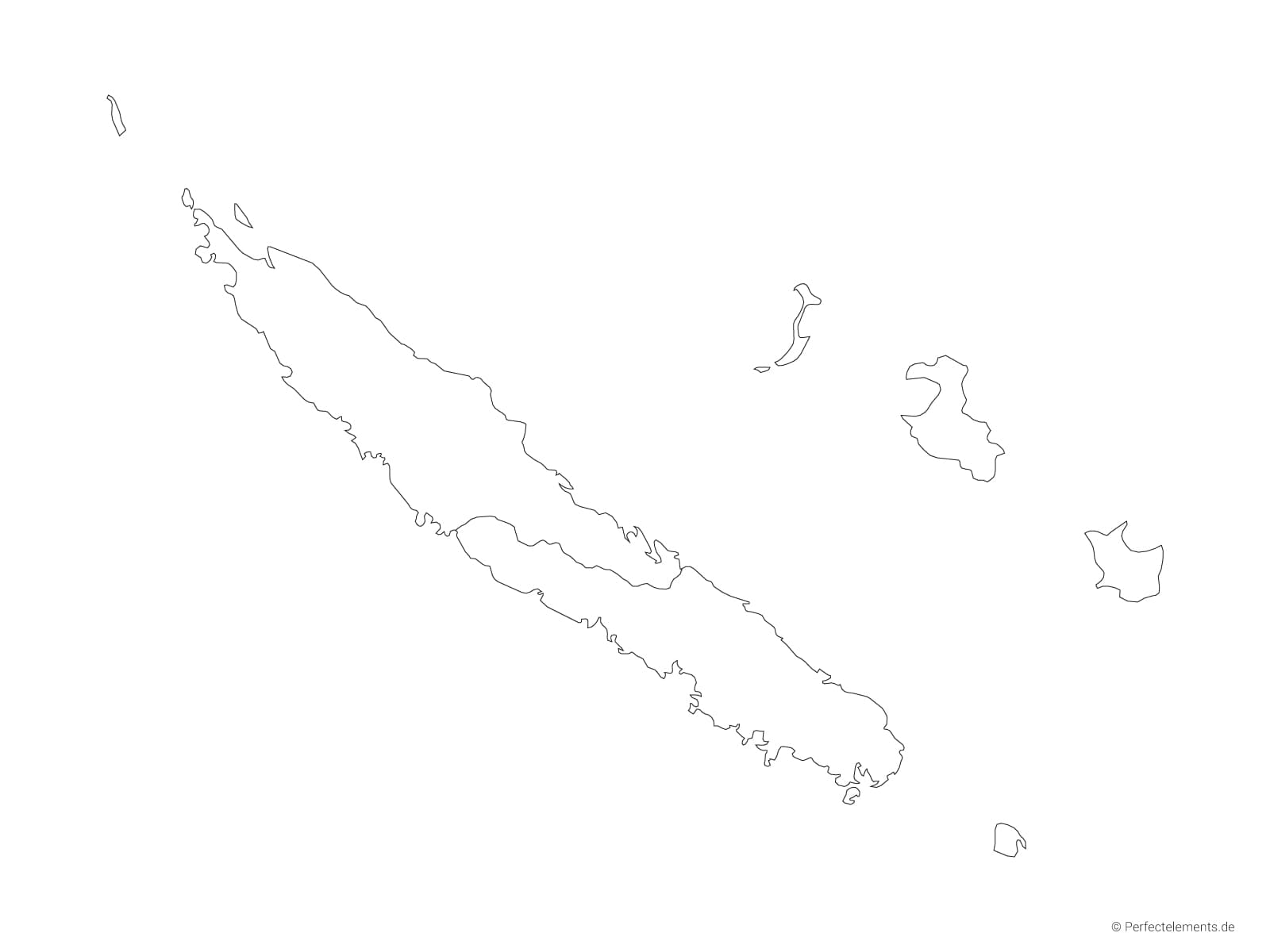 Vektor-Landkarte von Neukaledonien (Outline mit Regionen)