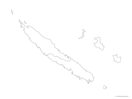 Vektor-Landkarte von Neukaledonien (Outline mit Regionen)