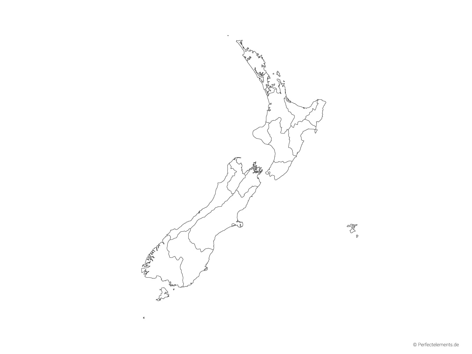 Vektor-Landkarte von Neuseeland (Outline mit Regionen)