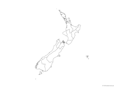 Vektor-Landkarte von Neuseeland (Outline mit Regionen)