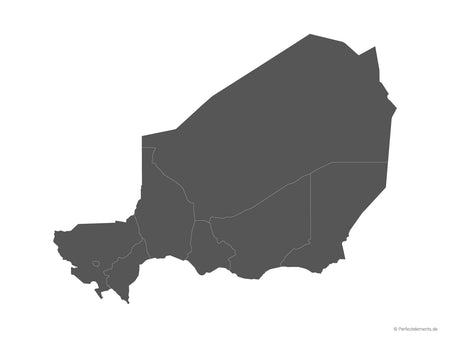 Vektor-Landkarte vom Niger (Einfarbig mit Regionen)