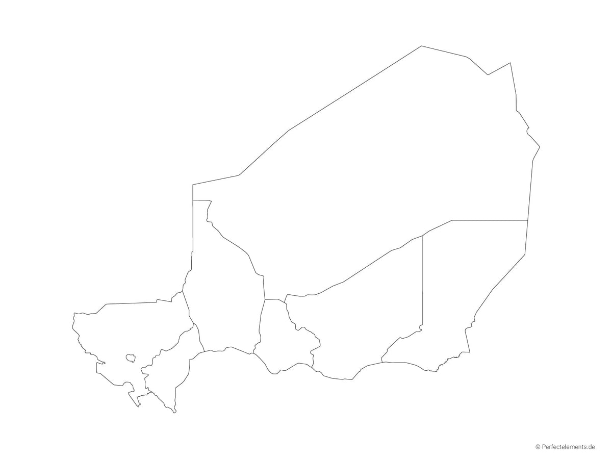 Vektor-Landkarte vom Niger (Outline mit Regionen)