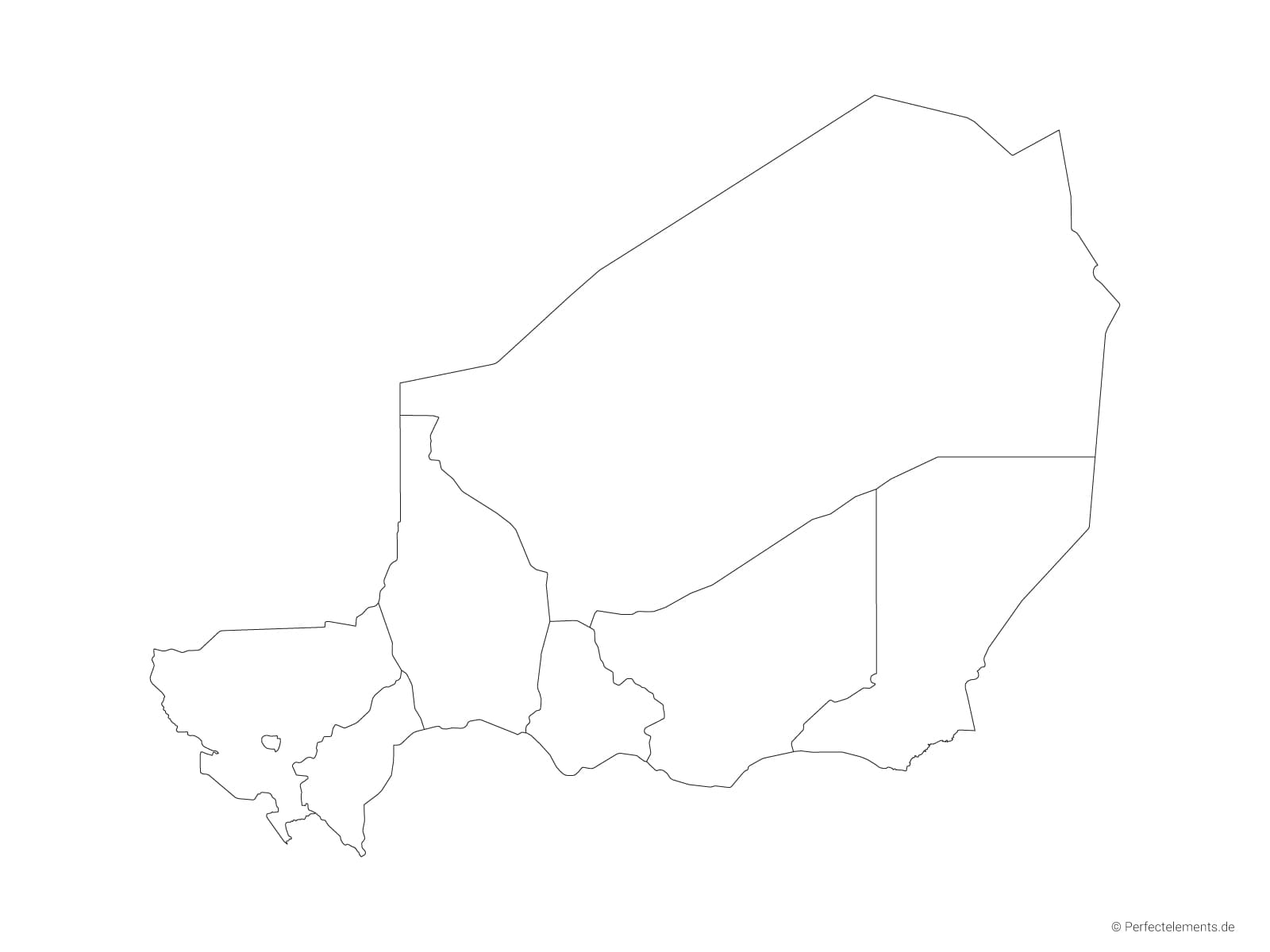 Vektor-Landkarte vom Niger (Outline mit Regionen)