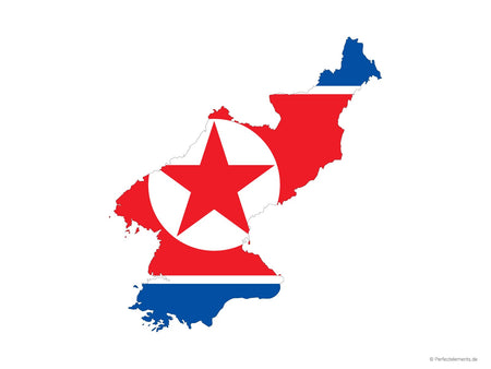 Vektor-Landkarte von Nordkorea (Flagge)