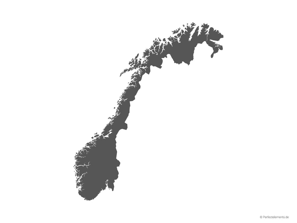 Vektor-Landkarte von Norwegen (Einfarbig)