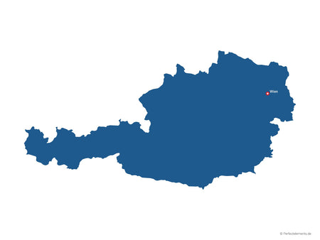 Vektor-Landkarte von Österreich (Einfarbig mit Hauptstadt)