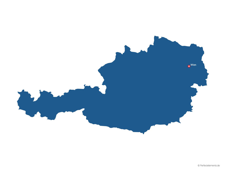 Vektor-Landkarte von Österreich (Einfarbig mit Hauptstadt)