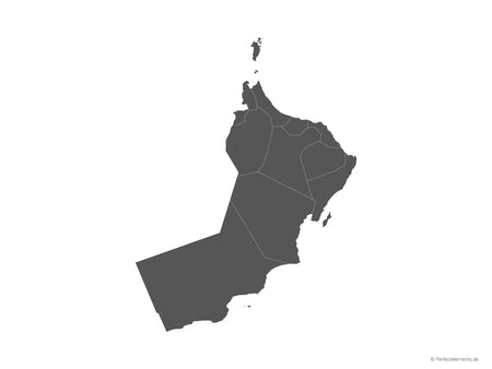 Vektor-Landkarte vom Oman (Einfarbig mit Regionen)