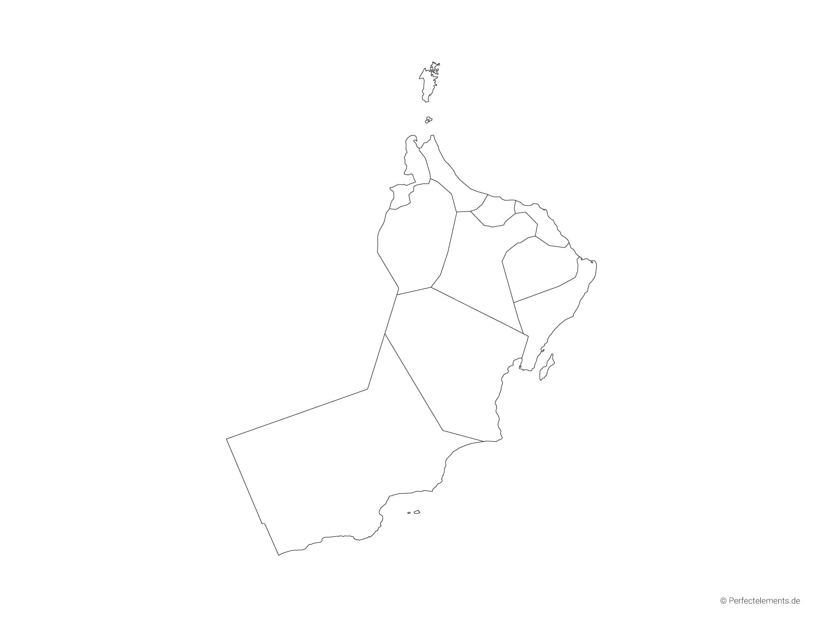 Vektor-Landkarte vom Oman (Outline mit Regionen)