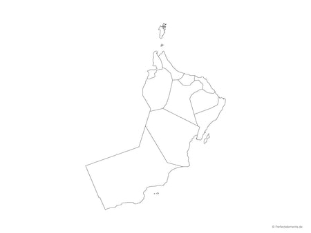 Vektor-Landkarte vom Oman (Outline mit Regionen)