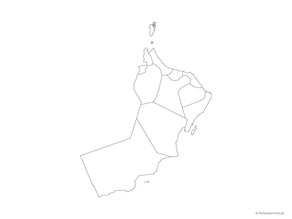 Vektor-Landkarte vom Oman (Outline mit Regionen)