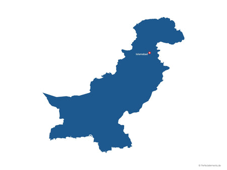 Vektor-Landkarte von Pakistan (Einfarbig mit Hauptstadt)