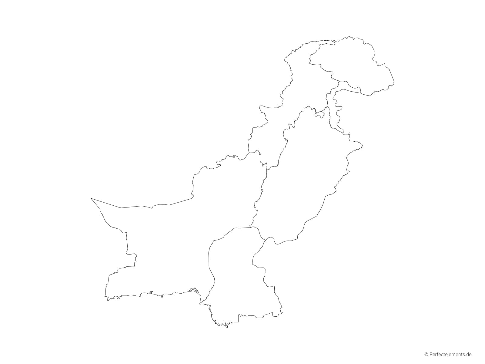 Vektor-Landkarte von Pakistan (Outline mit Regionen)