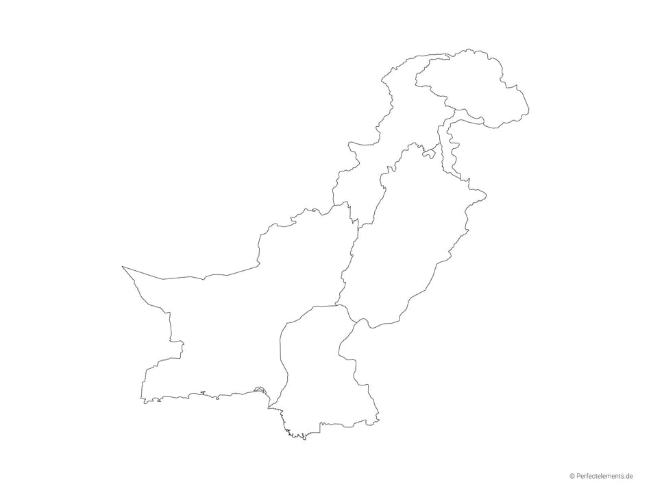 Vektor-Landkarte von Pakistan (Outline mit Regionen)