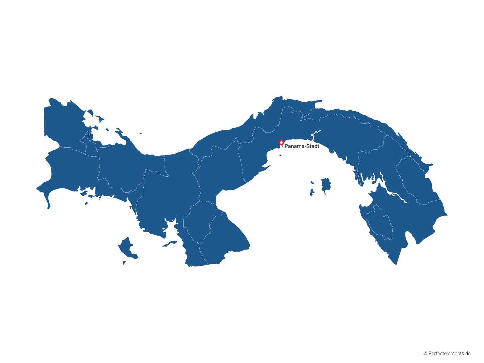 Vektor-Landkarte von Panama (Einfarbig mit Hauptstadt und Regionen)