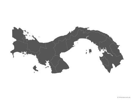 Vektor-Landkarte von Panama (Einfarbig mit Regionen)