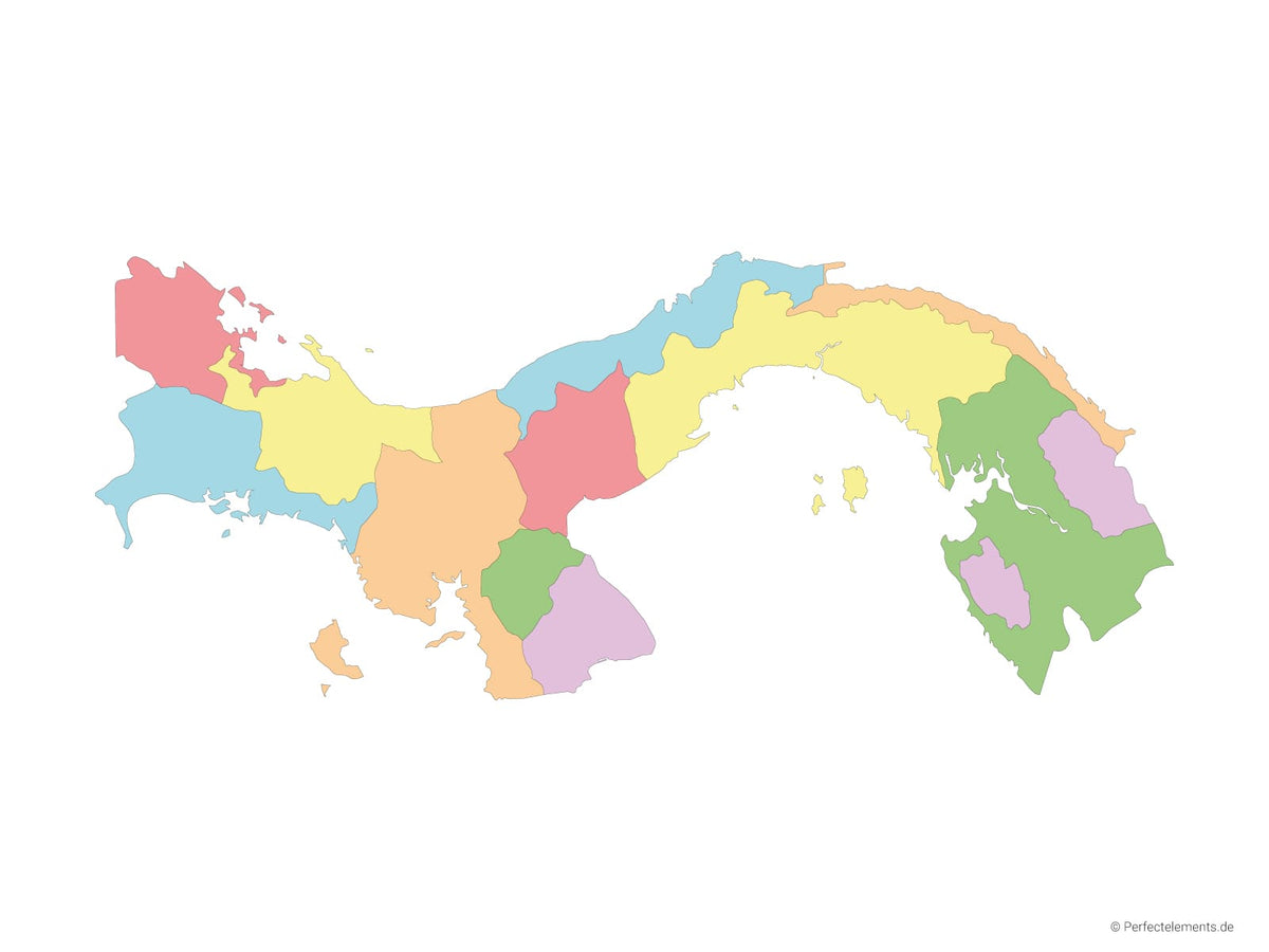 Vektor-Landkarte von Panama (Mehrfarbig mit Regionen)