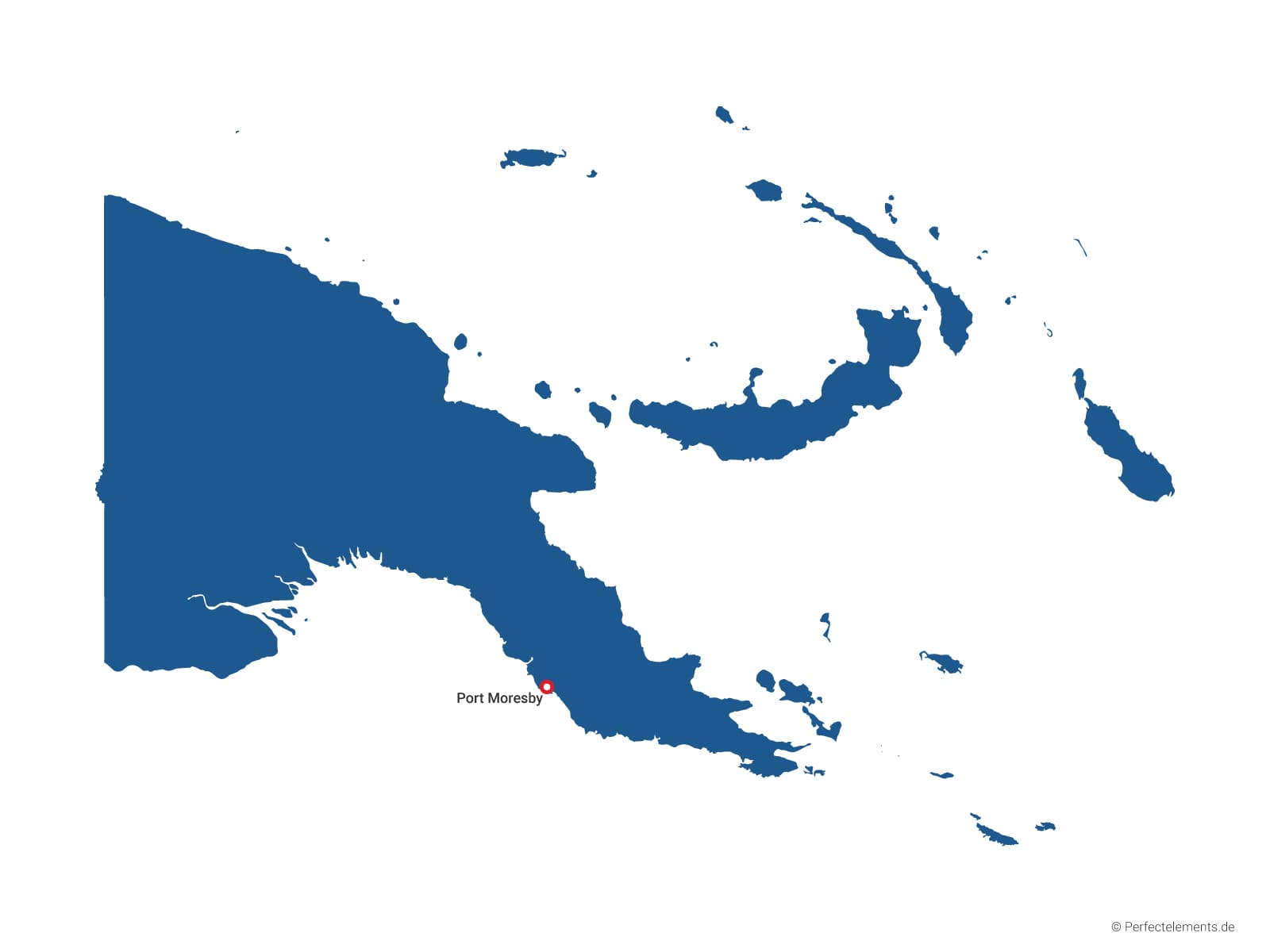 Vektor-Landkarte von Papua-Neuguinea (Einfarbig mit Hauptstadt)